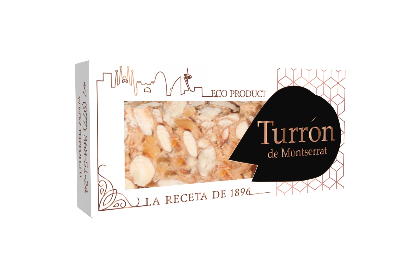 фото Щербет Turron de Montserrat Цельный миндаль с апельсиновой цедрой (фирменная коробка, 100 гр)