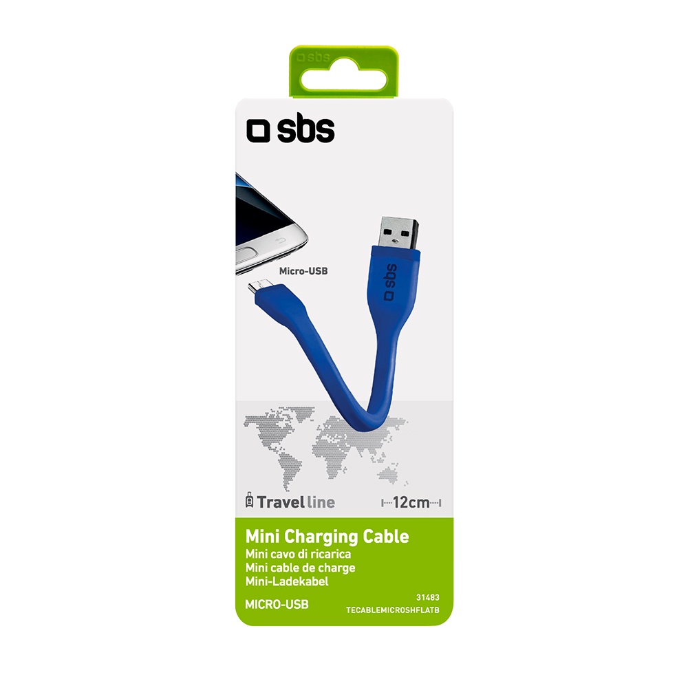 фото Дата-кабель Micro USB , 12 см, синий, SBS