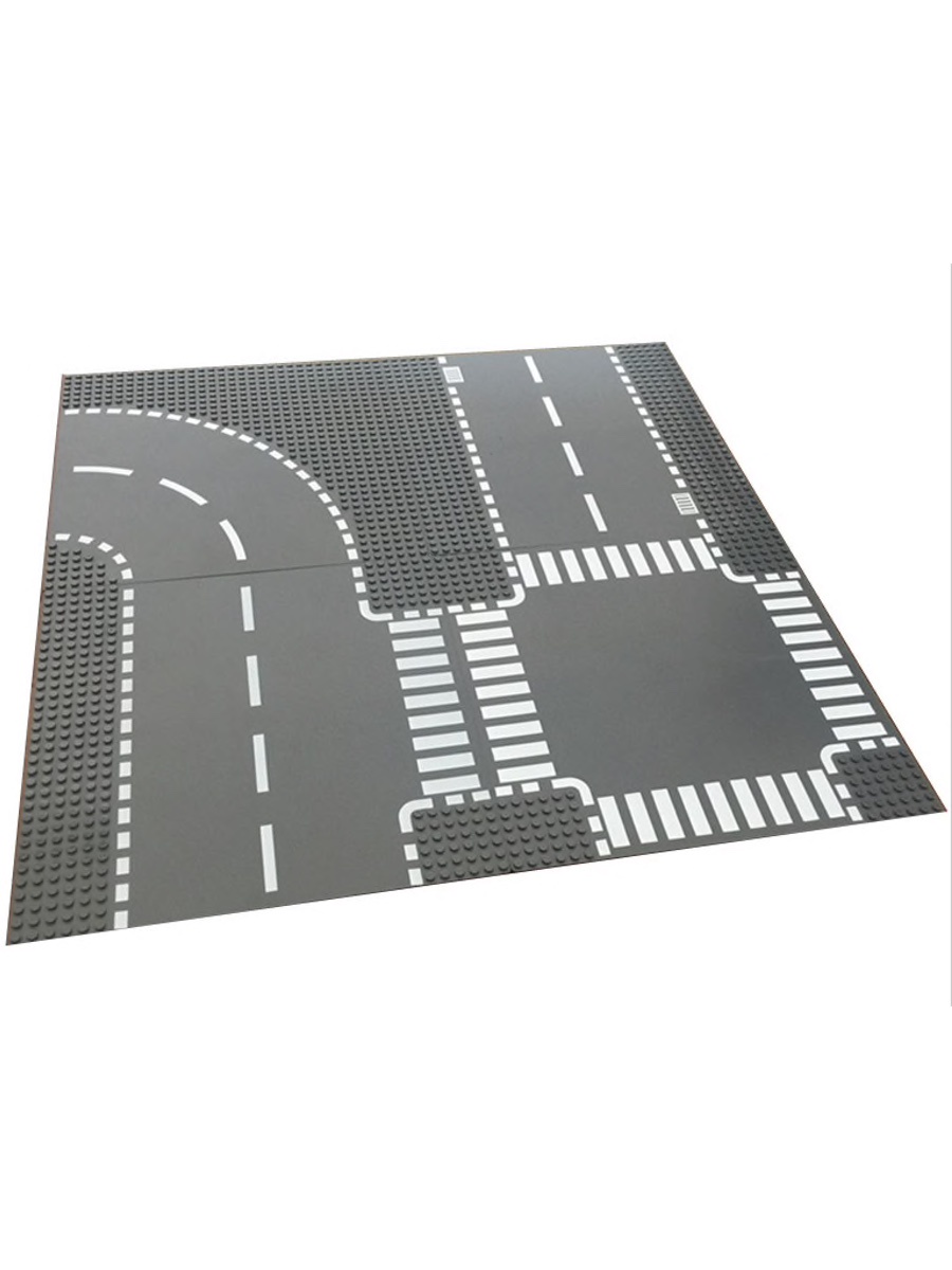фото Пластина-основа "Baseplate" дорога-перекресток, для конструкторов, серия "BrickBattle" Город игр