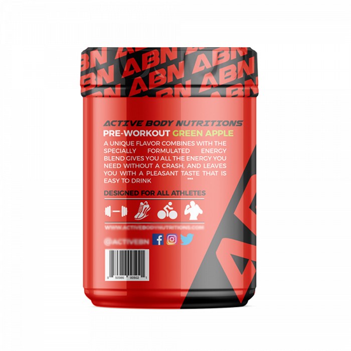 фото Предтренировочный комплекс ABN GREEN APPLE PRE-WORKOUT, 450g