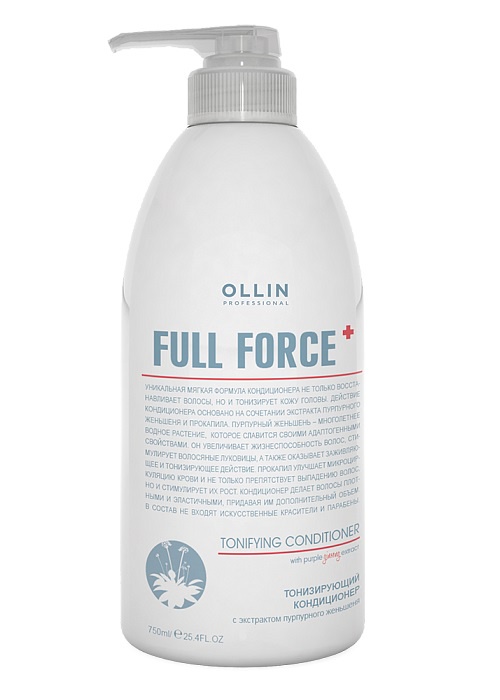 фото Кондиционер для волос OLLIN PROFESSIONAL FULL FORCE для восстановления тонизирующий с экстрактом пурпурного женьшеня 750 мл