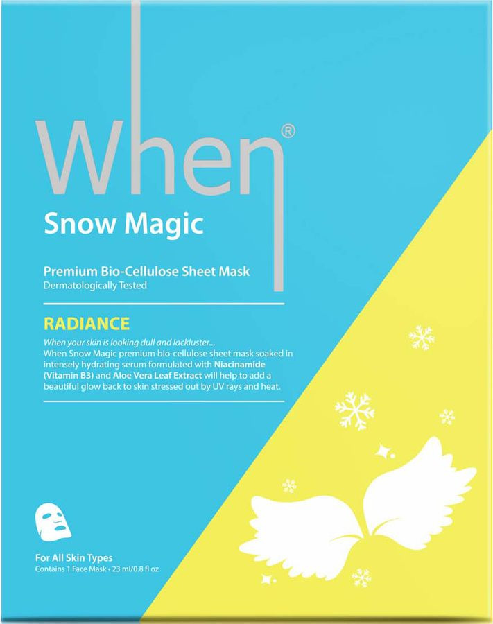 фото Маска для сияния и ровного цвета лица When Snow Magic, биоцеллюлозная, 23 мл