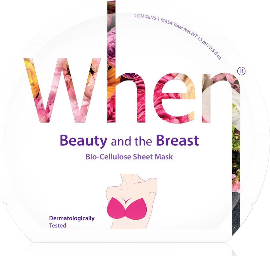 фото Маска для бюста When Beauty And The Breast Bio-Cellulose, укрепляющая, биоцеллюлозная, 2 х 15 мл