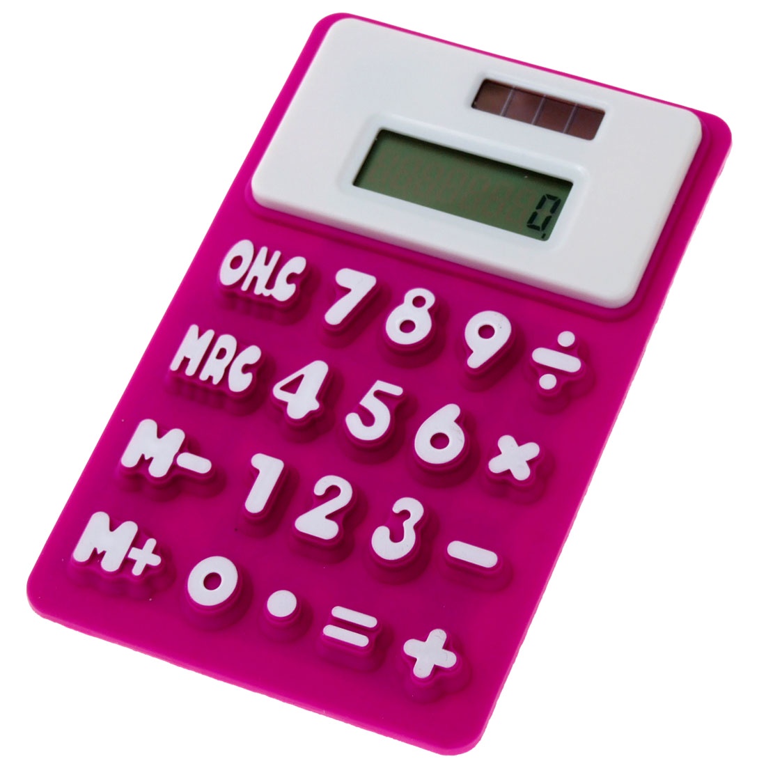 фото Карманный калькулятор Migliores Силиконовый с двойным питанием (LR1131+солнечная батарея), розовый
