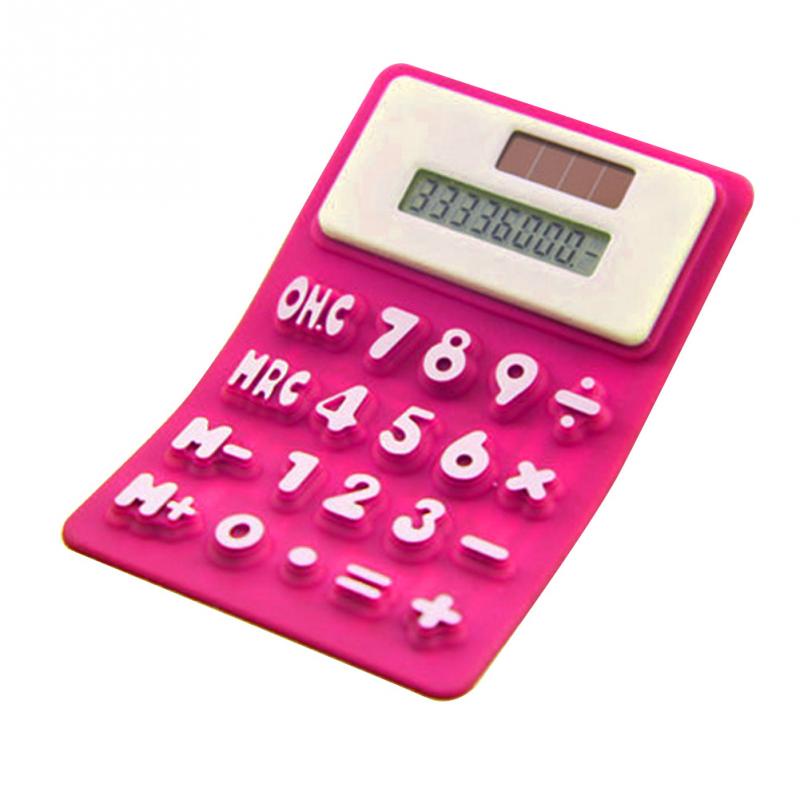 фото Карманный калькулятор Migliores Силиконовый с двойным питанием (LR1131+солнечная батарея), розовый