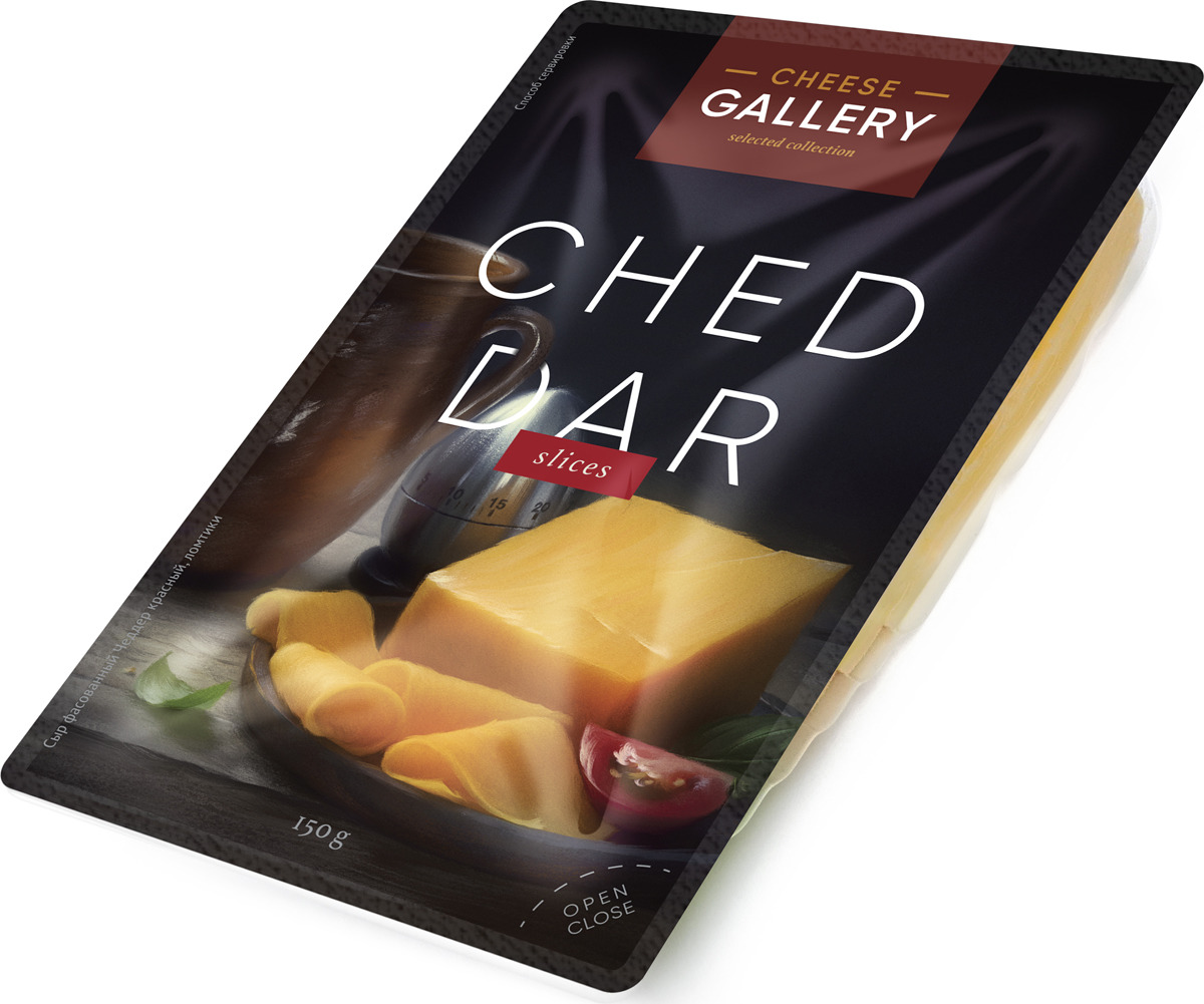 фото Cheese Gallery Сыр Чеддер красный, 45%, нарезка, 150 г