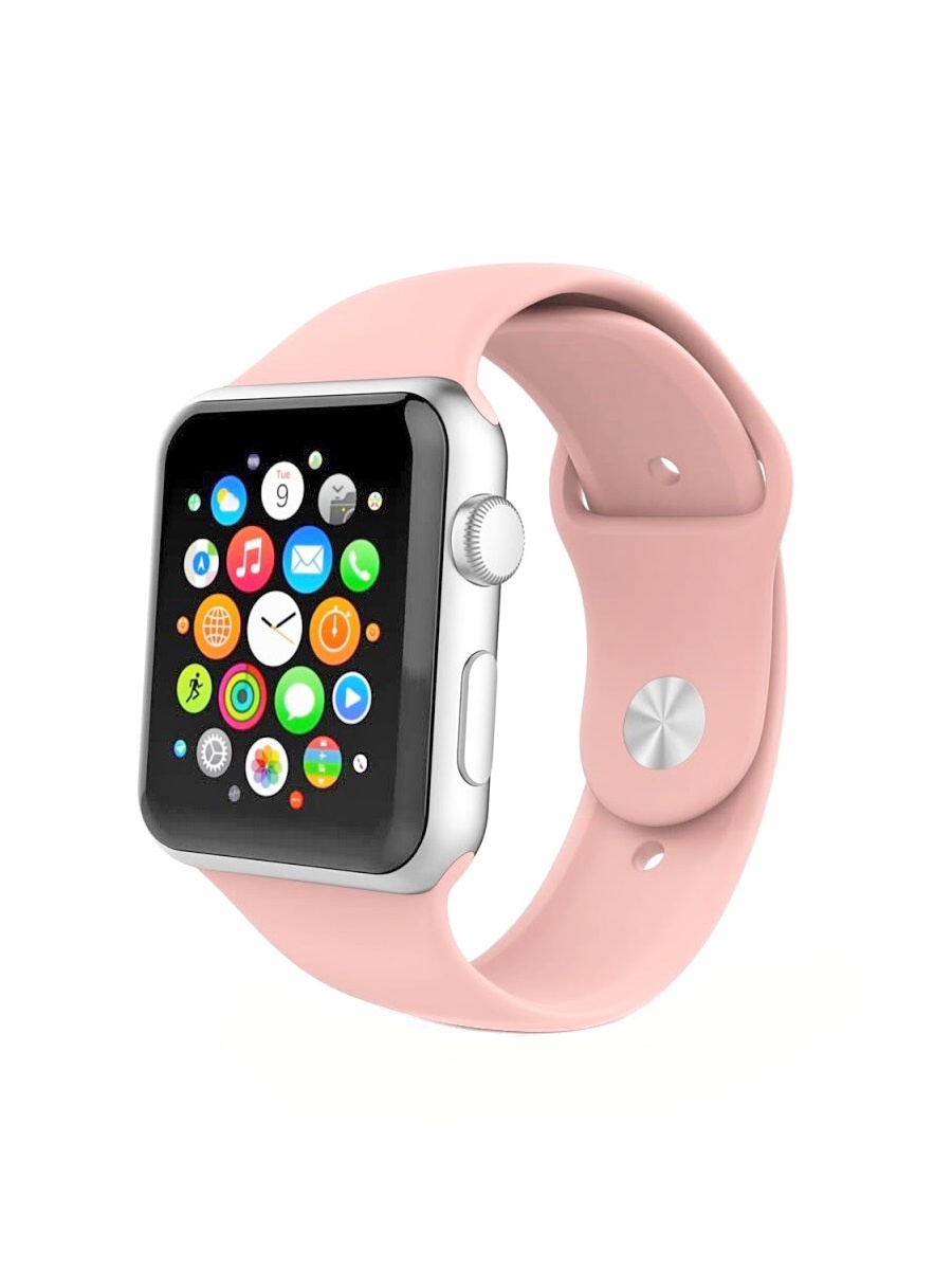 фото Ремешок для часов Apple Watch силиконовый розовый 38-40 мм His