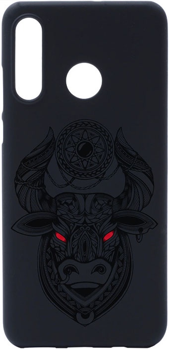 фото Чехол для сотового телефона GOSSO CASES для Huawei P30 Lite Matt Black Art Grand Bull, черный