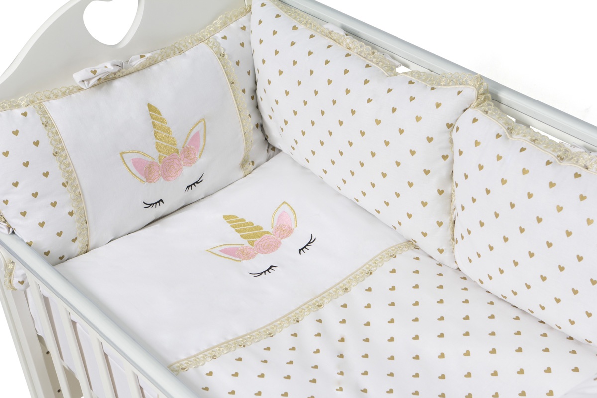 фото Бортики для детской кровати "La Licorne" 9 предметов с валиками Ma licorne