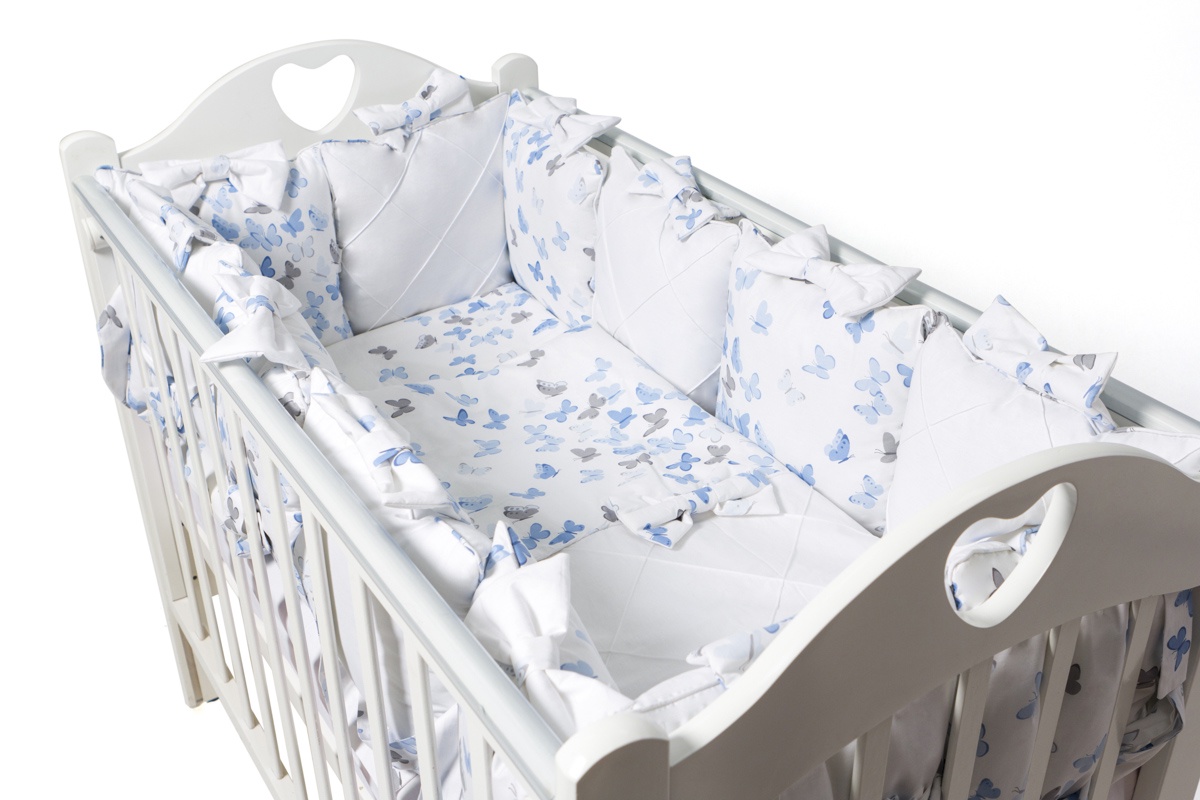 фото Бортик для кроватки Ma Licorne La Papillon 15 предметов, голубой