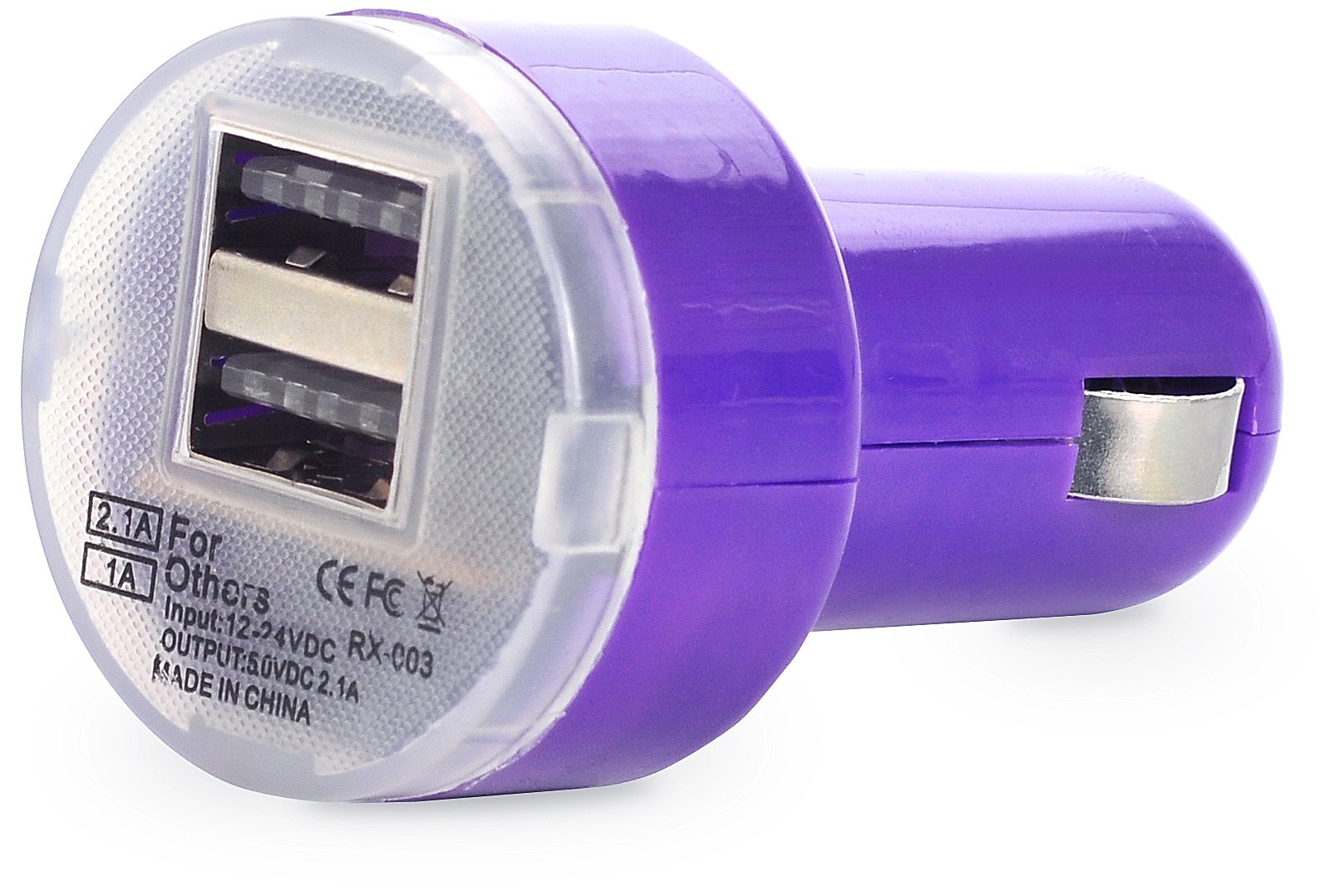 фото Автомобильное зарядное устройство (в прикуриватель) Gurdini violet 2USB порта 1A/2.1A, фиолетовый