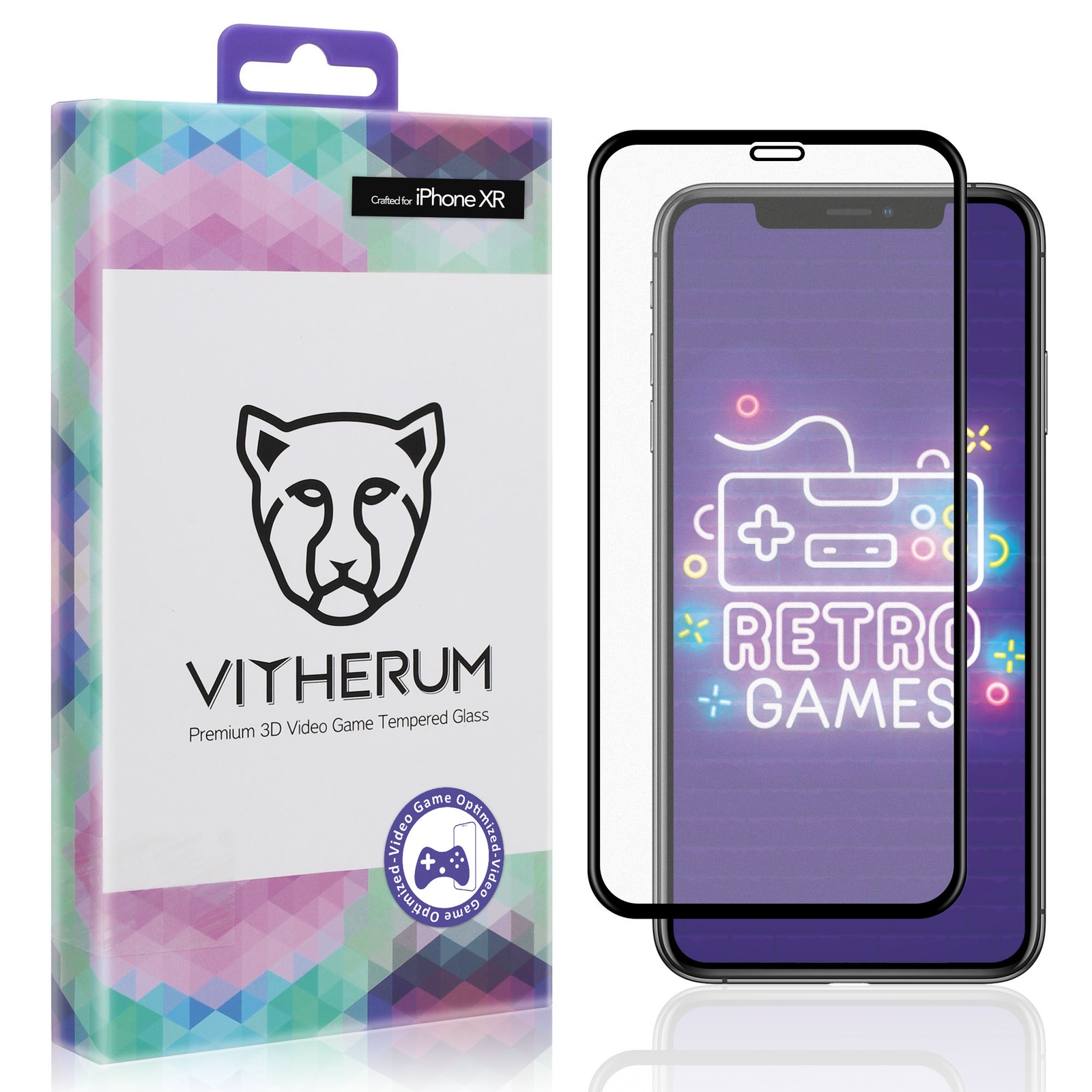 фото Защитное стекло VITHERUM OPAL Premium 3D Curved VideoGame Tempered Glass с черной рамкой для iPhone XR (VTHOPL0003)