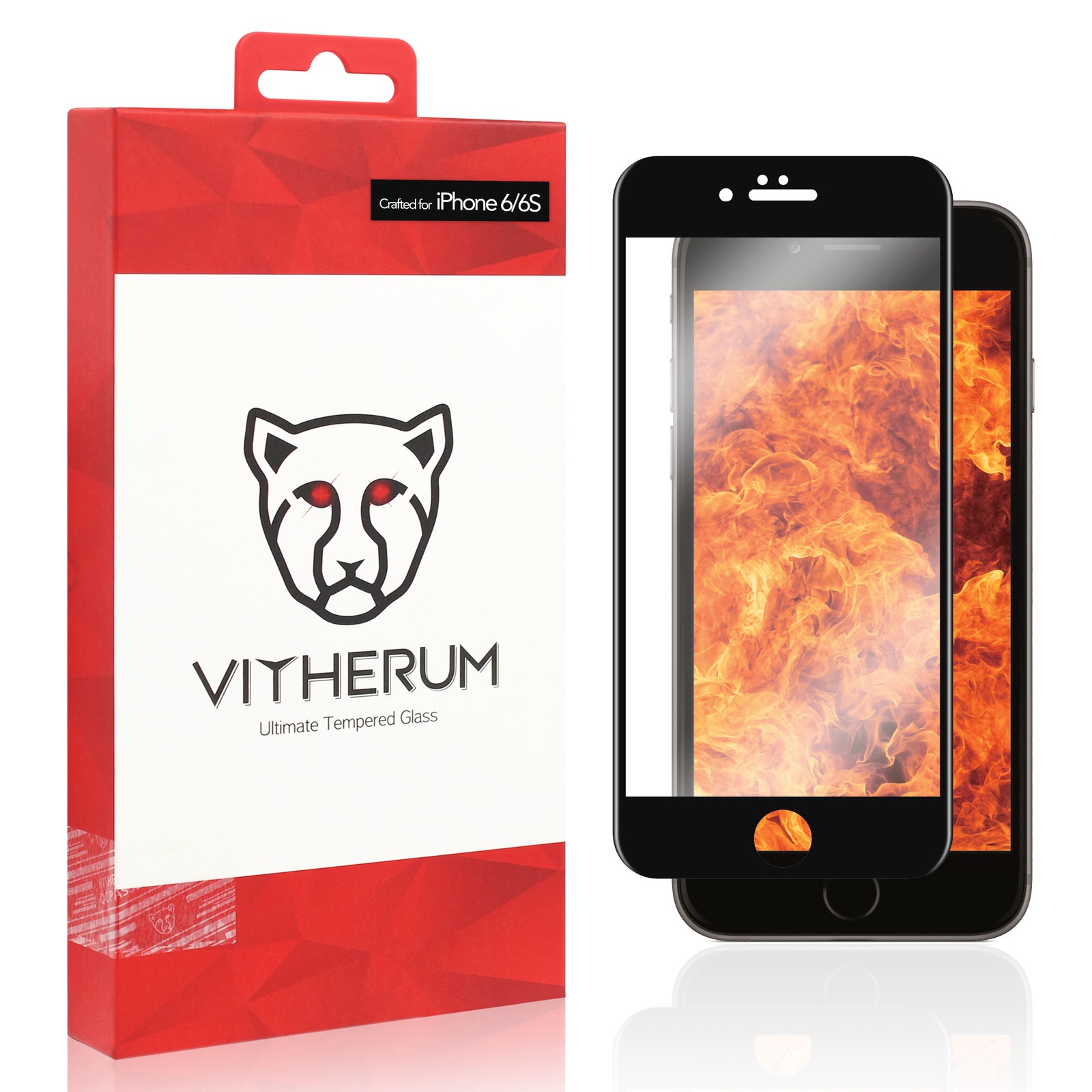 фото Защитное стекло VITHERUM RUBY Ultimate Resistance Tempered Glass с чёрной рамкой для iPhone 6/6S (VTHRBY0006)