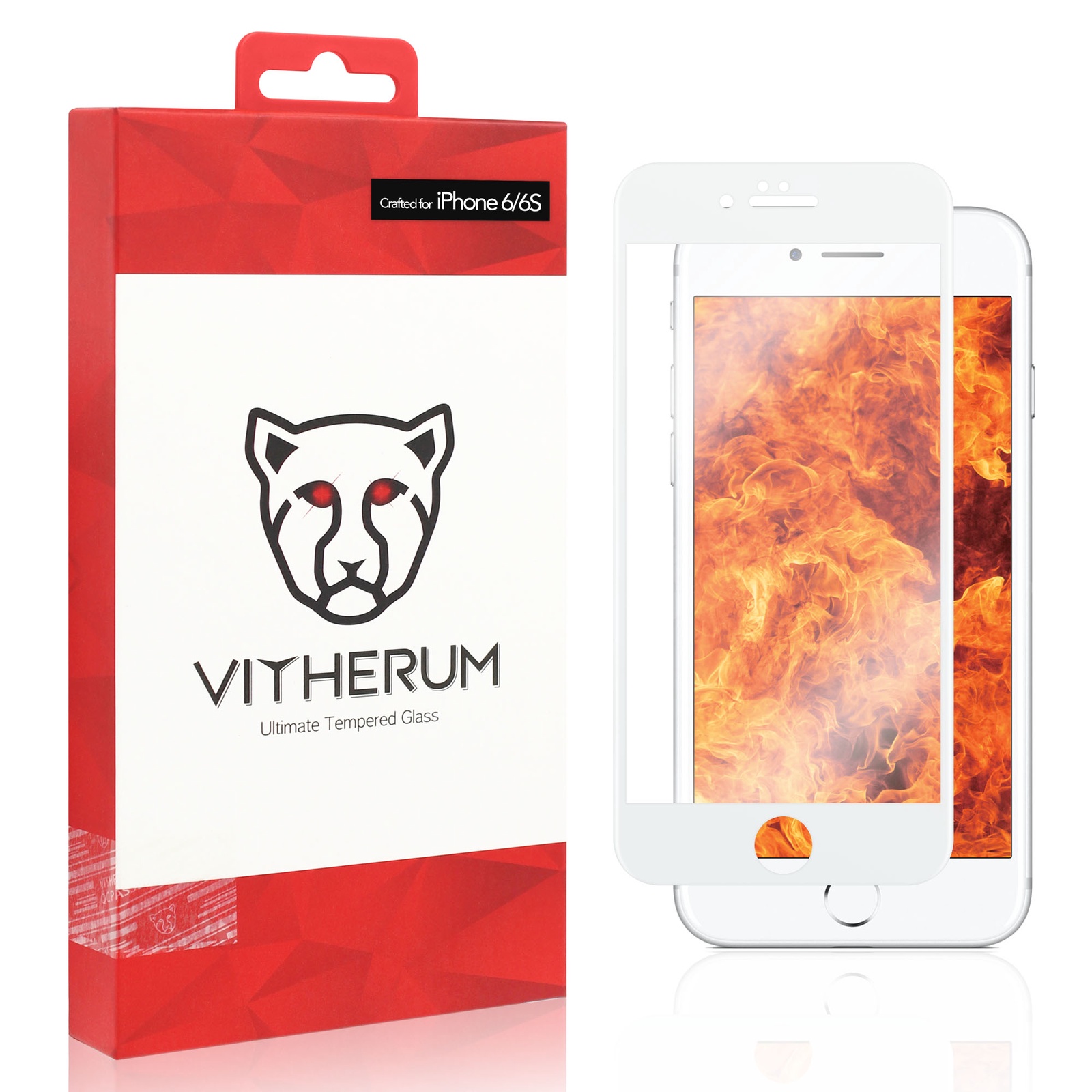 фото Защитное стекло VITHERUM RUBY Ultimate Resistance Tempered Glass с белой рамкой для 6/6S (VTHRBY0007)