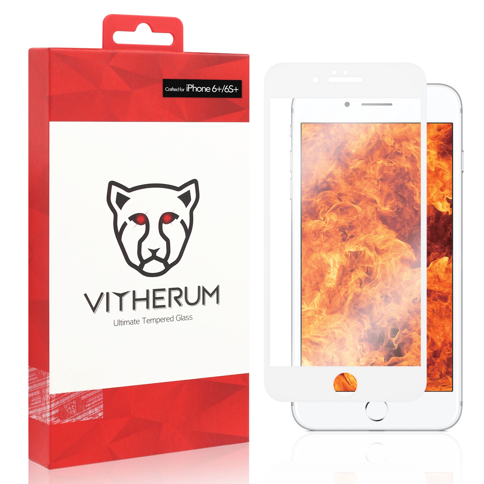 фото Защитное стекло VITHERUM RUBY Ultimate Resistance Tempered Glass с белой рамкой для 6/6S Plus (VTHRBY0011)