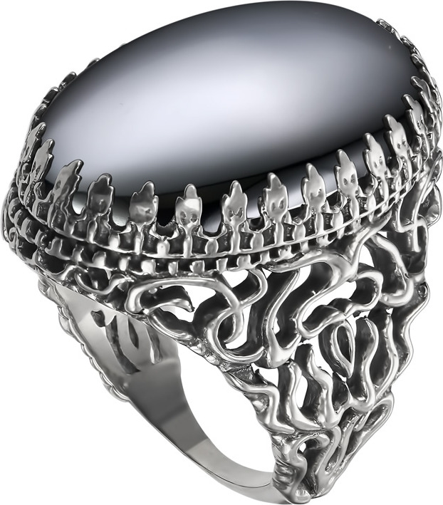фото Кольцо Самородок из серебра с гематитом