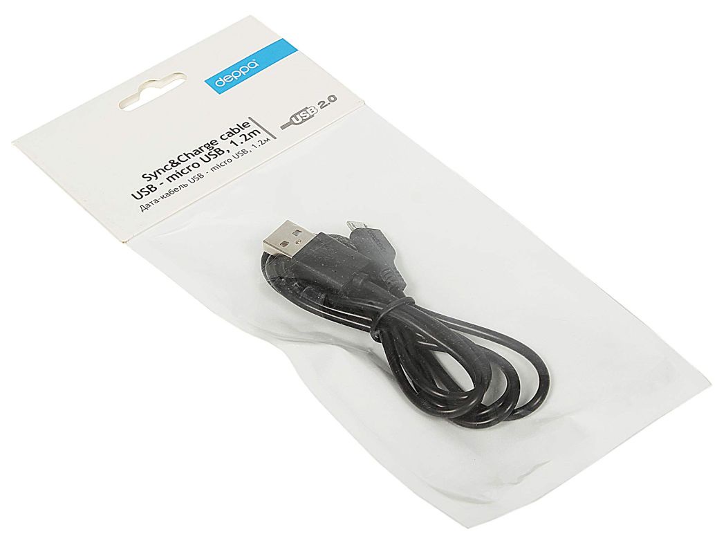 фото Кабель Deppa USB-miniUSB, 1.2 м., чёрный, 72104