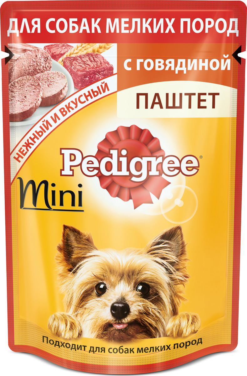 фото Консервы "Pedigree" для собак мелких пород от 1 года, паштет с говядиной, 80 г х 24 шт