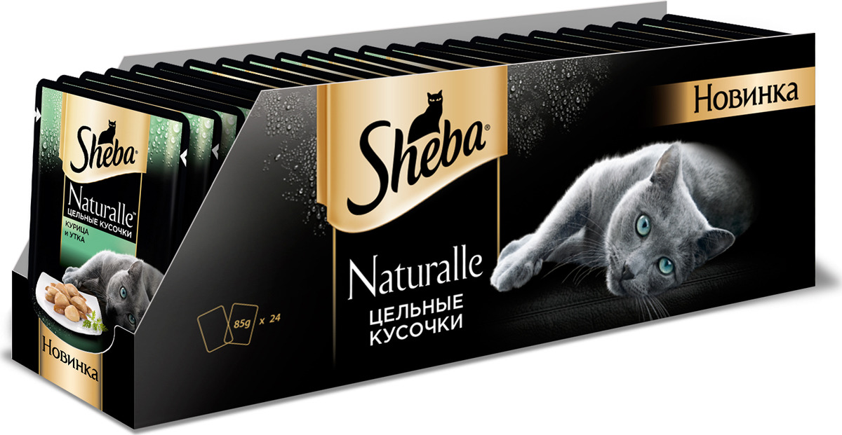 фото Консервы Sheba "Naturalle", для взрослых кошек, с курицей и уткой, 80 г, 24 шт