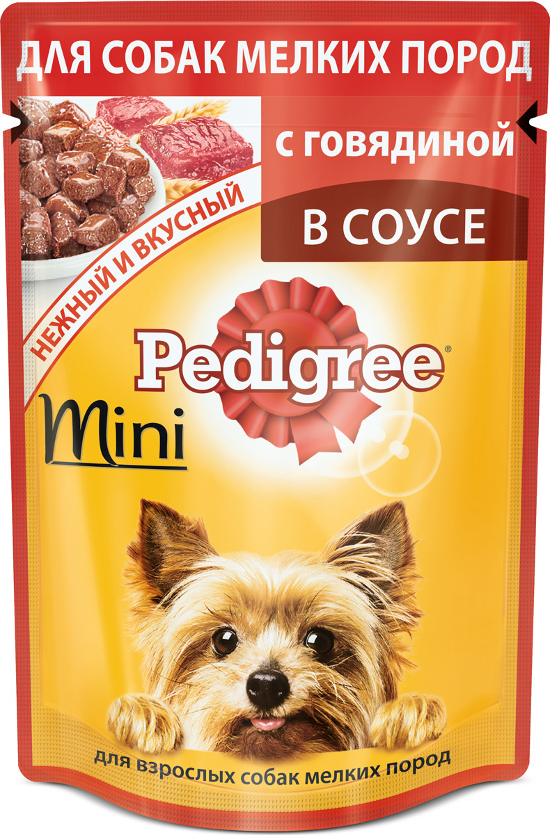 фото Консервы "Pedigree", для взрослых собак мелких пород, с говядиной, 85 г