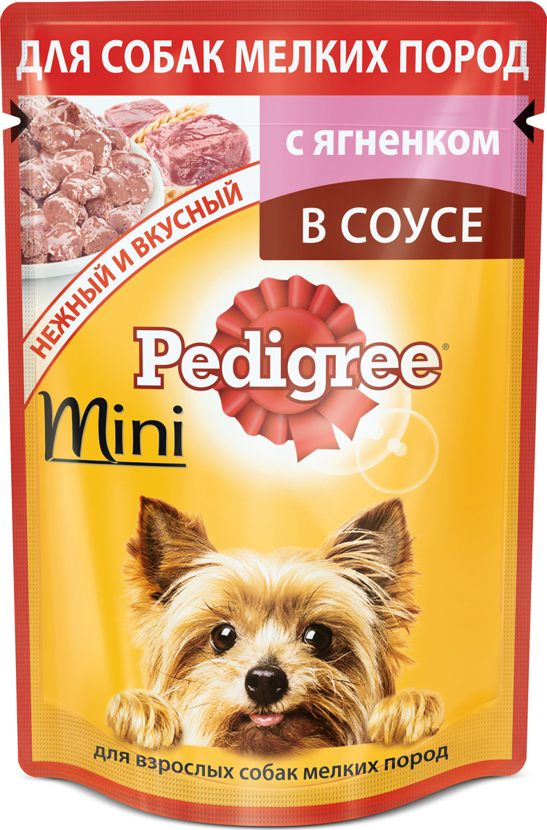 фото Консервы Pedigree "Mini" для взрослых собак мелких пород, с ягненком в соусе, 85 г