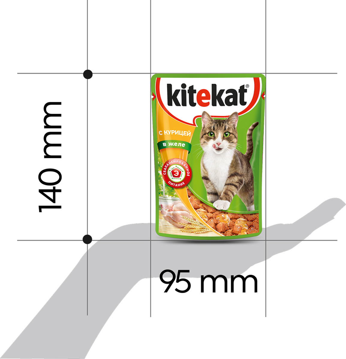 фото Консервы "Kitekat" для взрослых кошек, с курицей в желе, 85 г х 28 шт