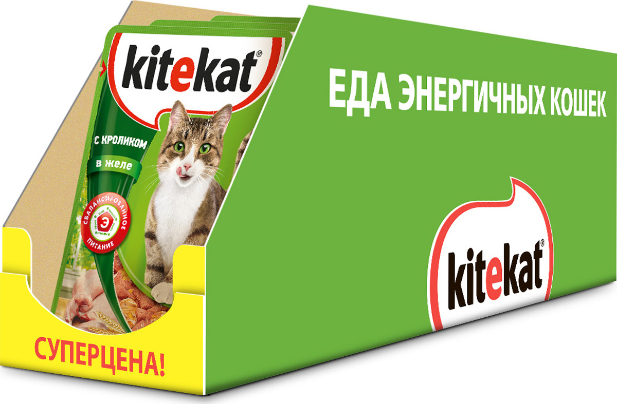 фото Консервы "Kitekat" для взрослых кошек, с кроликом в желе, 85 г х 28 шт