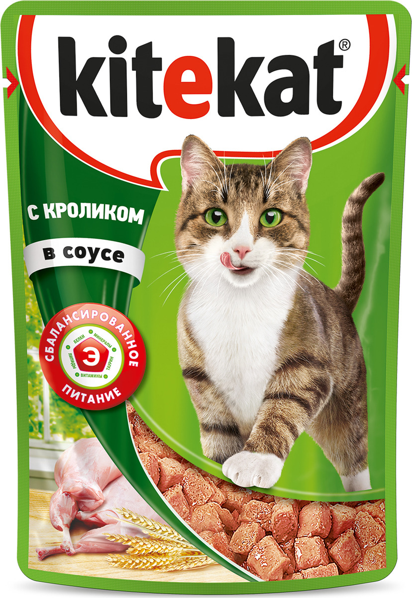 фото Консервы "Kitekat", для взрослых кошек, кролик в соусе, 85 г х 28 шт