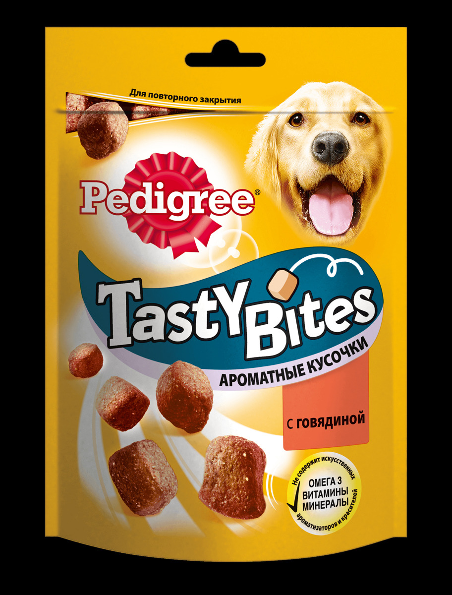 фото Лакомство для взрослых собак Pedigree "Tasty Bites", ароматные кусочки с говядиной, 130 г