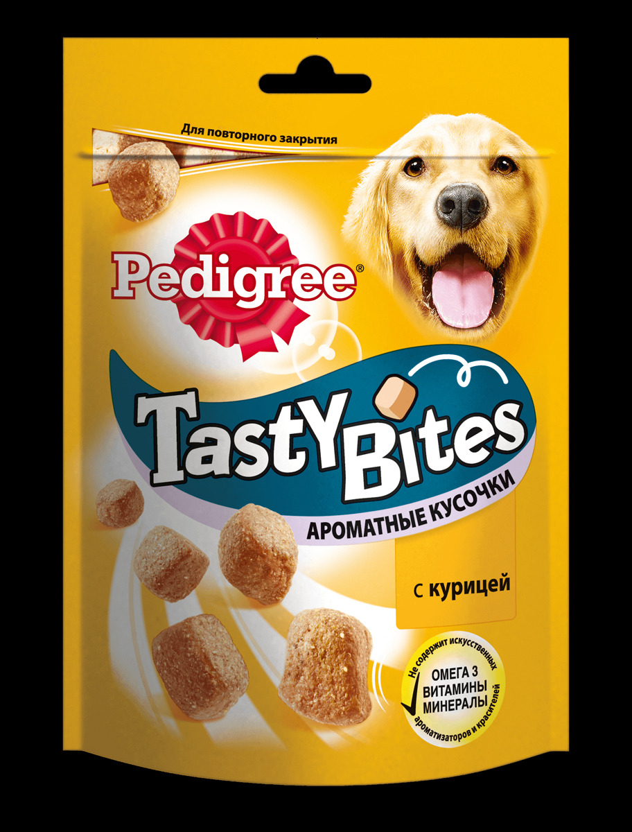 фото Лакомство для взрослых собак Pedigree "Tasty Bites", ароматные кусочки с курицей, 130 г