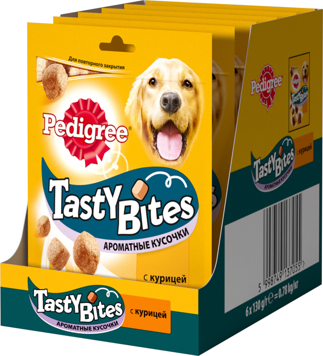 фото Лакомство для взрослых собак Pedigree "Tasty Bites", ароматные кусочки с курицей, 130 г