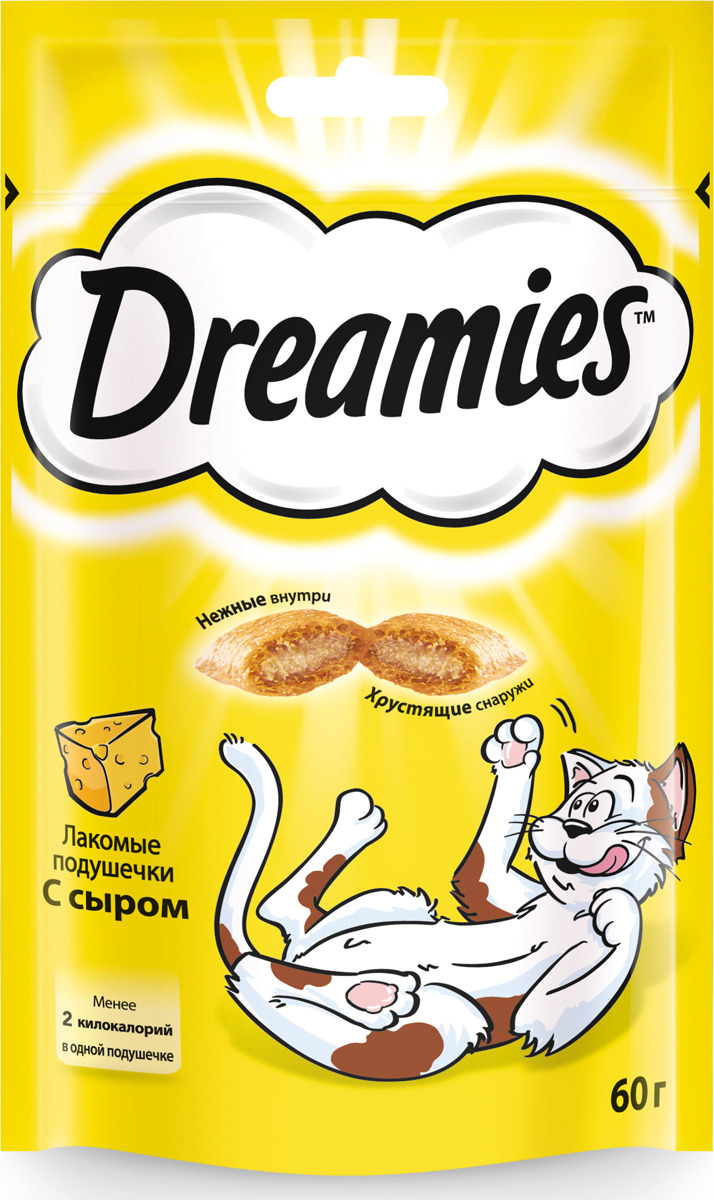 фото Лакомство для взрослых кошек "Dreamies", подушечки с сыром, 60 г