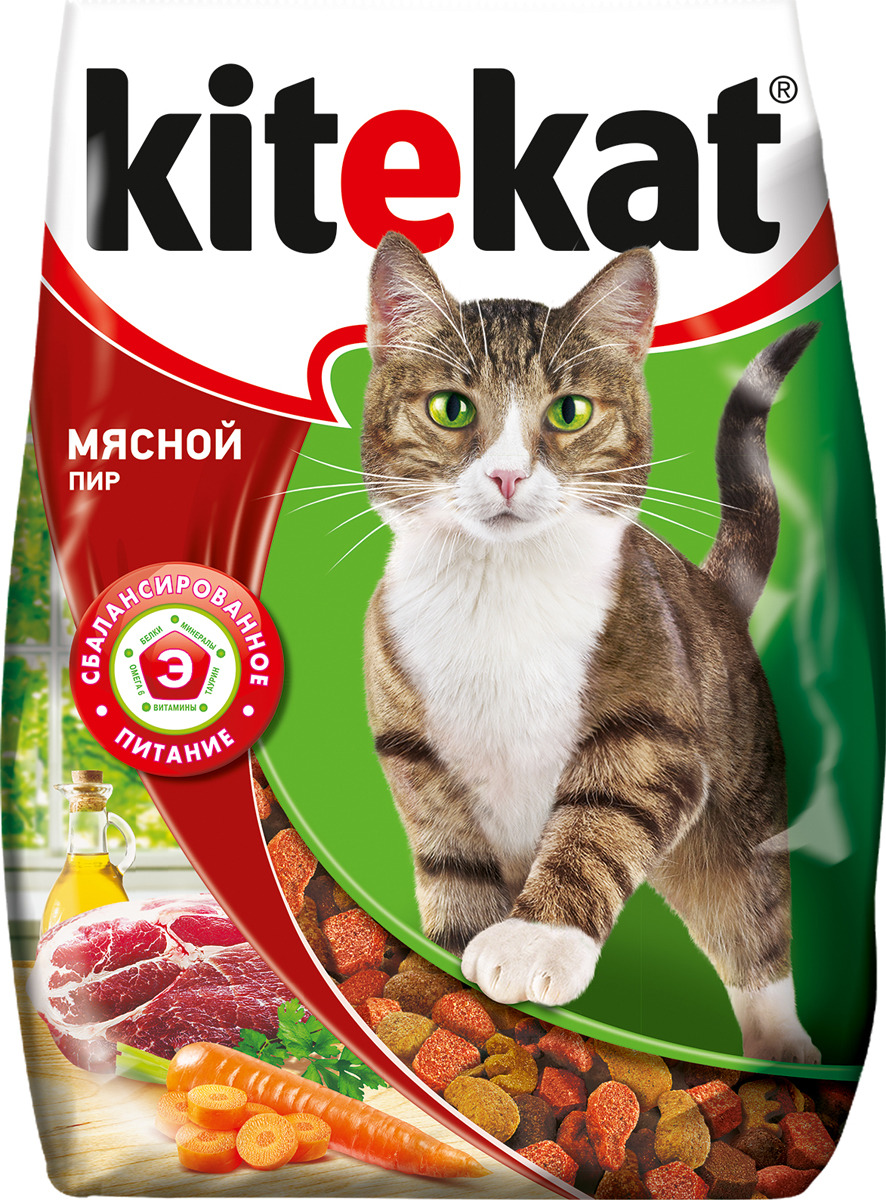 фото Корм сухой для кошек "Kitekat", мясной пир, 350 г