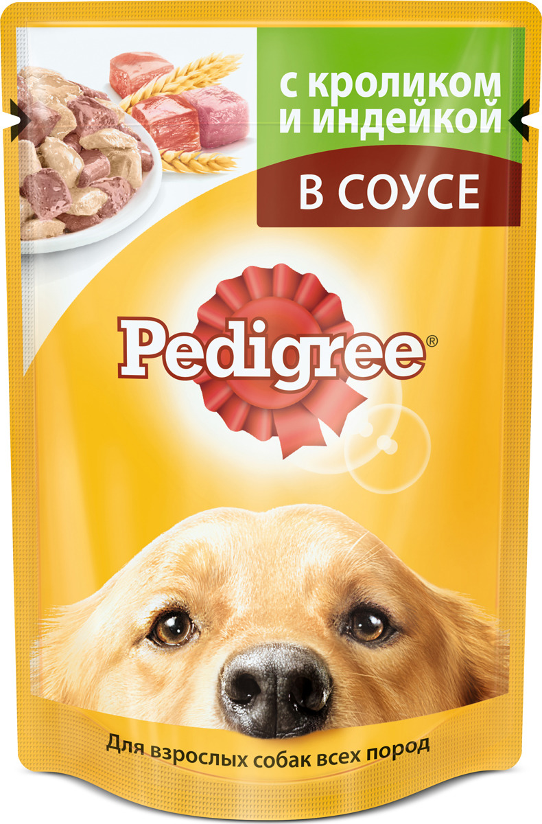 фото Консервы "Pedigree" для взрослых собак всех пород, с кроликом и индейкой в соусе, 100 г, 24 шт