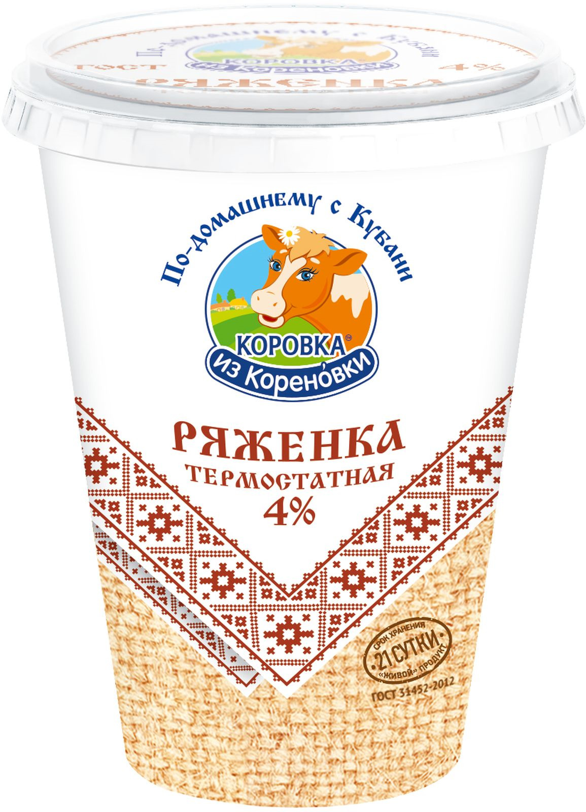 Ряженка Коровка из Кореновки, термостатная, 4%, 350 г - купить с ...