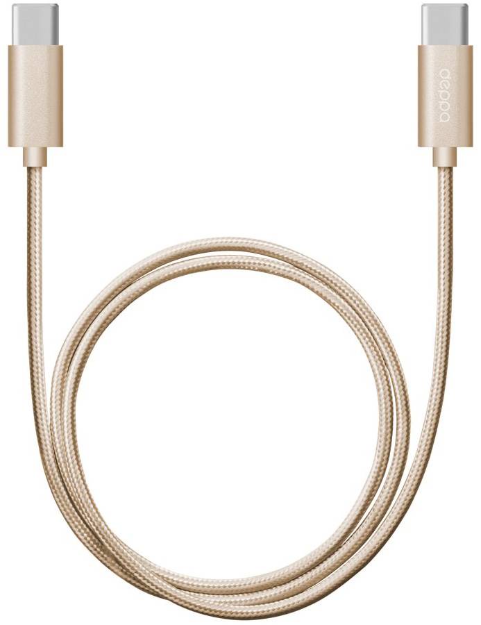 фото Кабель Deppa USB Type-C - USB Type-C 1.2m алюминий/нейлон (Золотой)