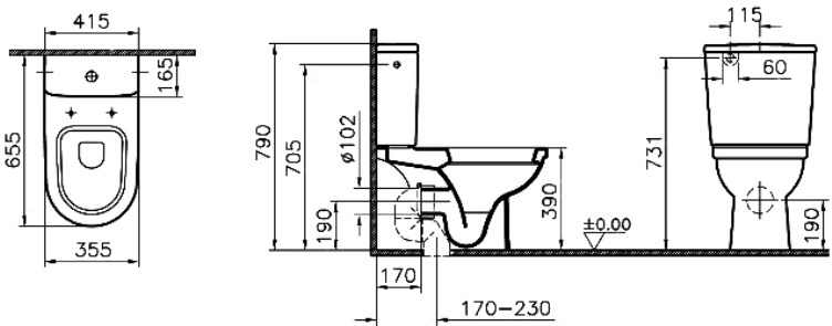 фото Унитаз компакт, микролифт Vitra Form300 9729B003-7200