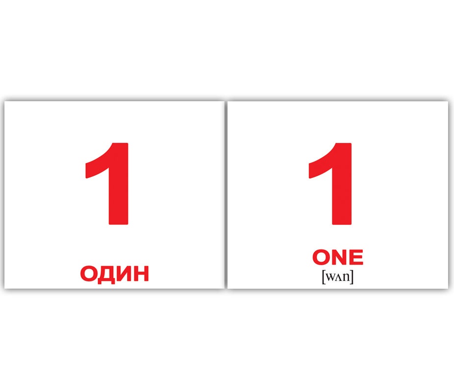 фото Обучающая игра Вундеркинд с пеленок Английские Карточки Домана Мини-40 Numbers/Числа с транскрипцией