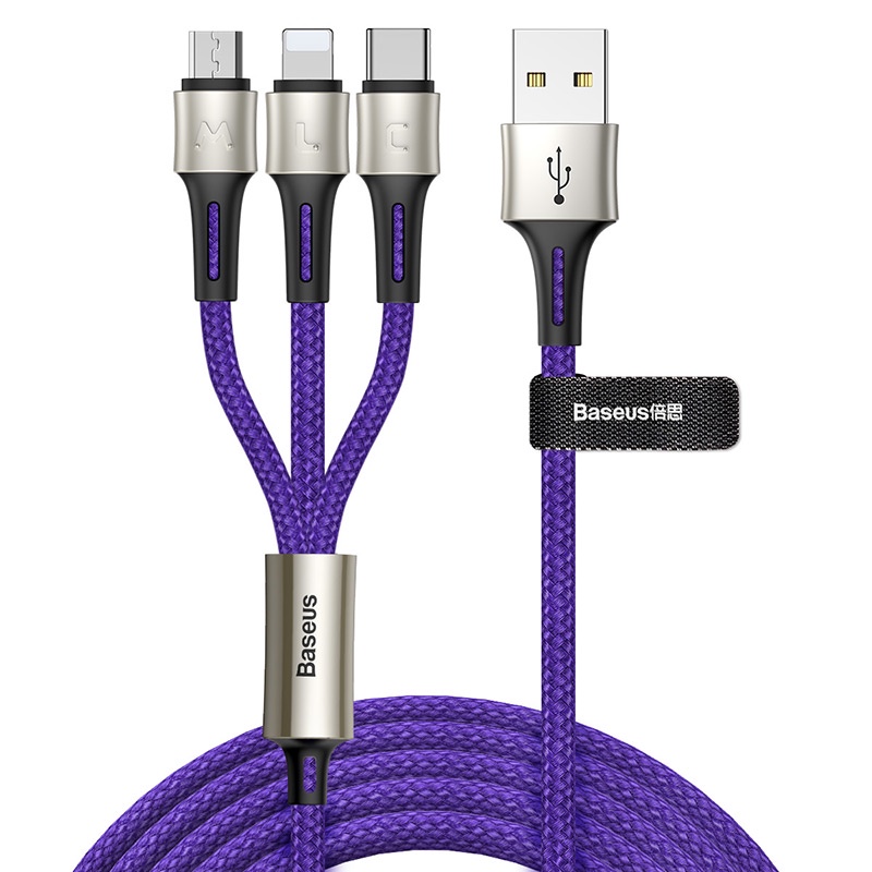 фото Кабель Baseus caring touch selection 1-in-3 USB cable 1.2m Blue