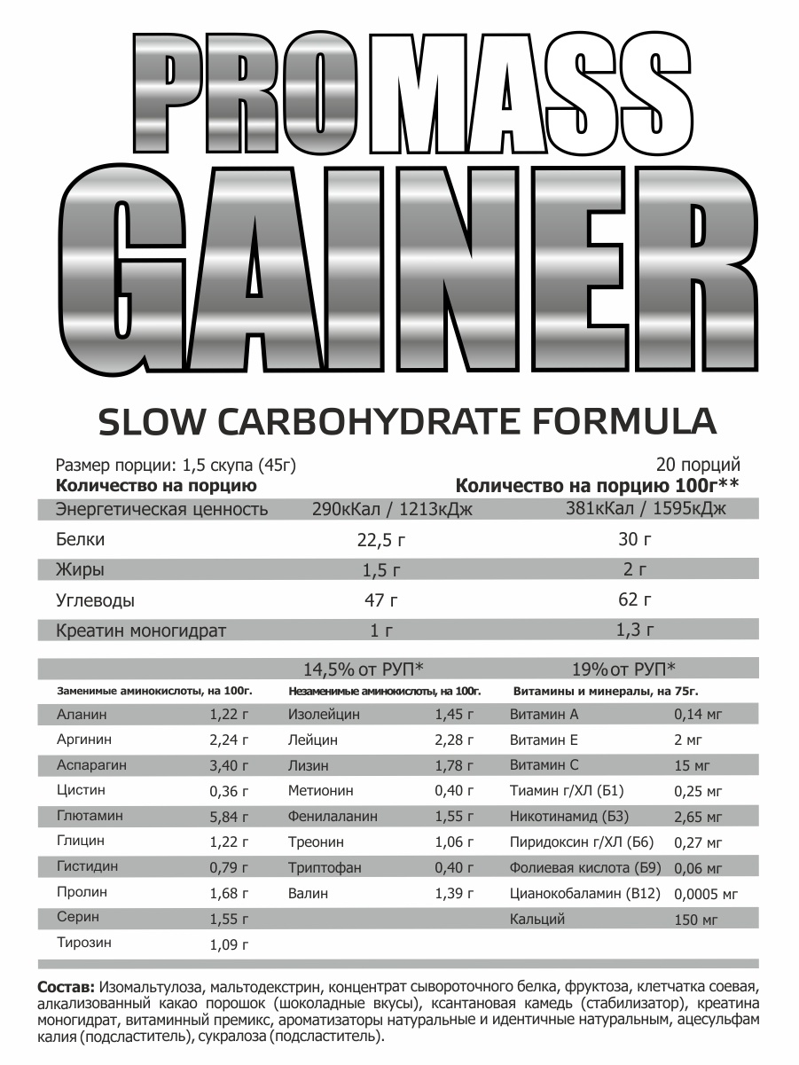 фото SteelPower Nutrition / Гейнер на сложных углеводах Pro Mass Gainer, 1500 г, Банан