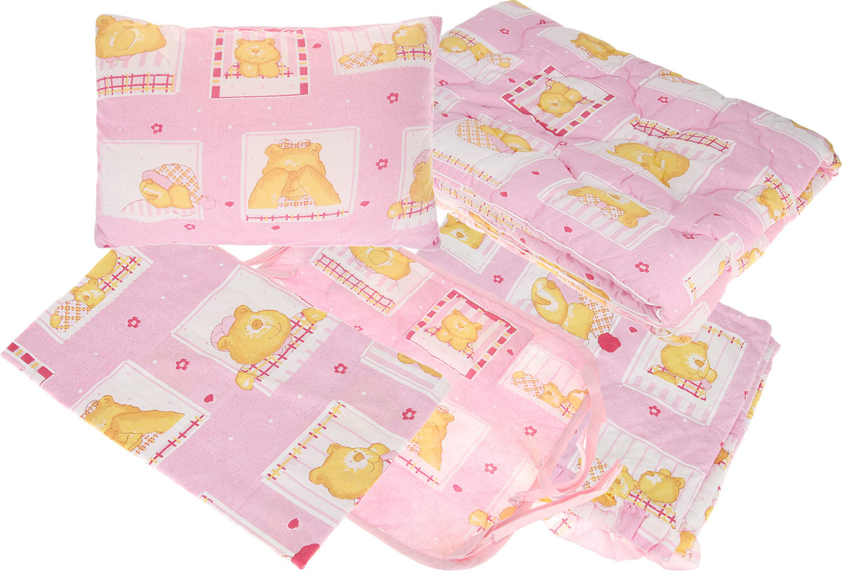 фото Комплект в кроватку Primavelle "Кроха", цвет: розовый, 5 предметов. 601104005-26