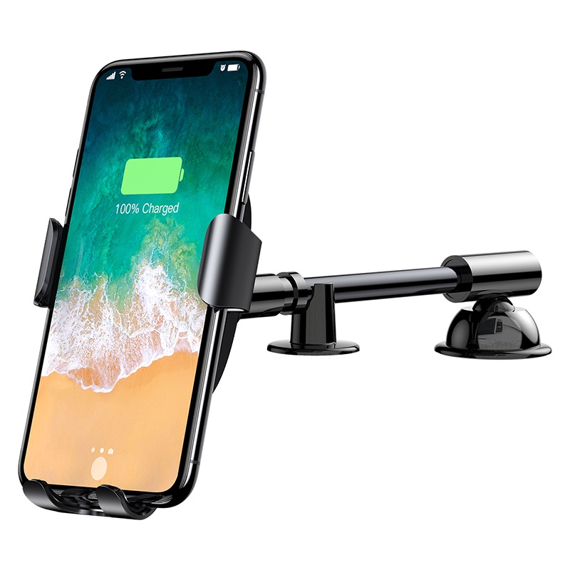 фото Автомобильный держатель с беспроводной зарядкой Heukji Wireless Charger Gravity Car Mount - WXZT-01 (Черный) Baseus