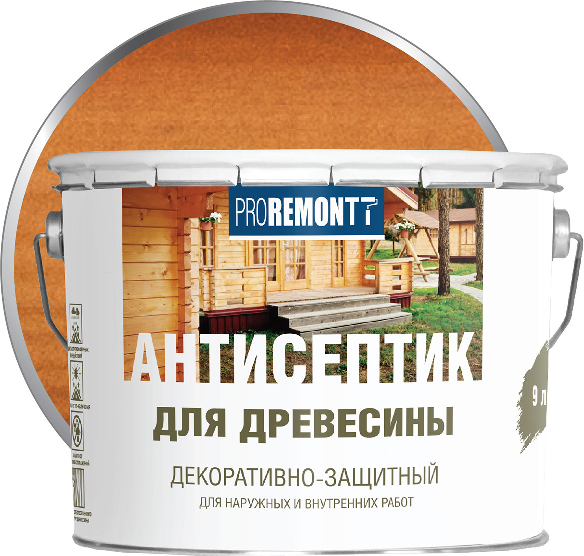 фото Антисептик для древесины Proremontt, махагон, 9 л