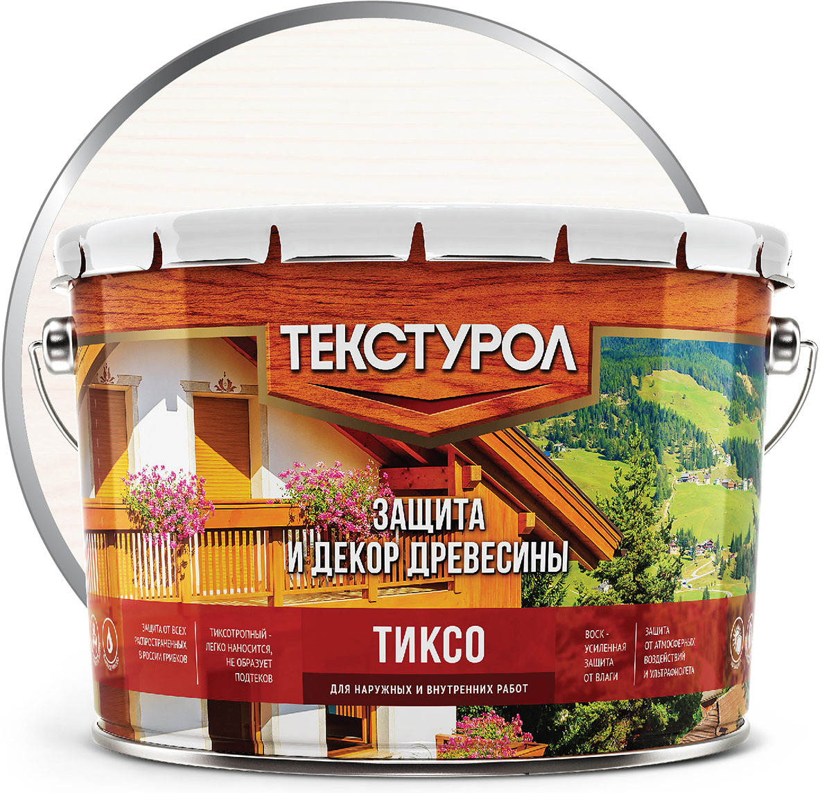 фото Пропитка Текстурол Тиксо, белый, 10 л