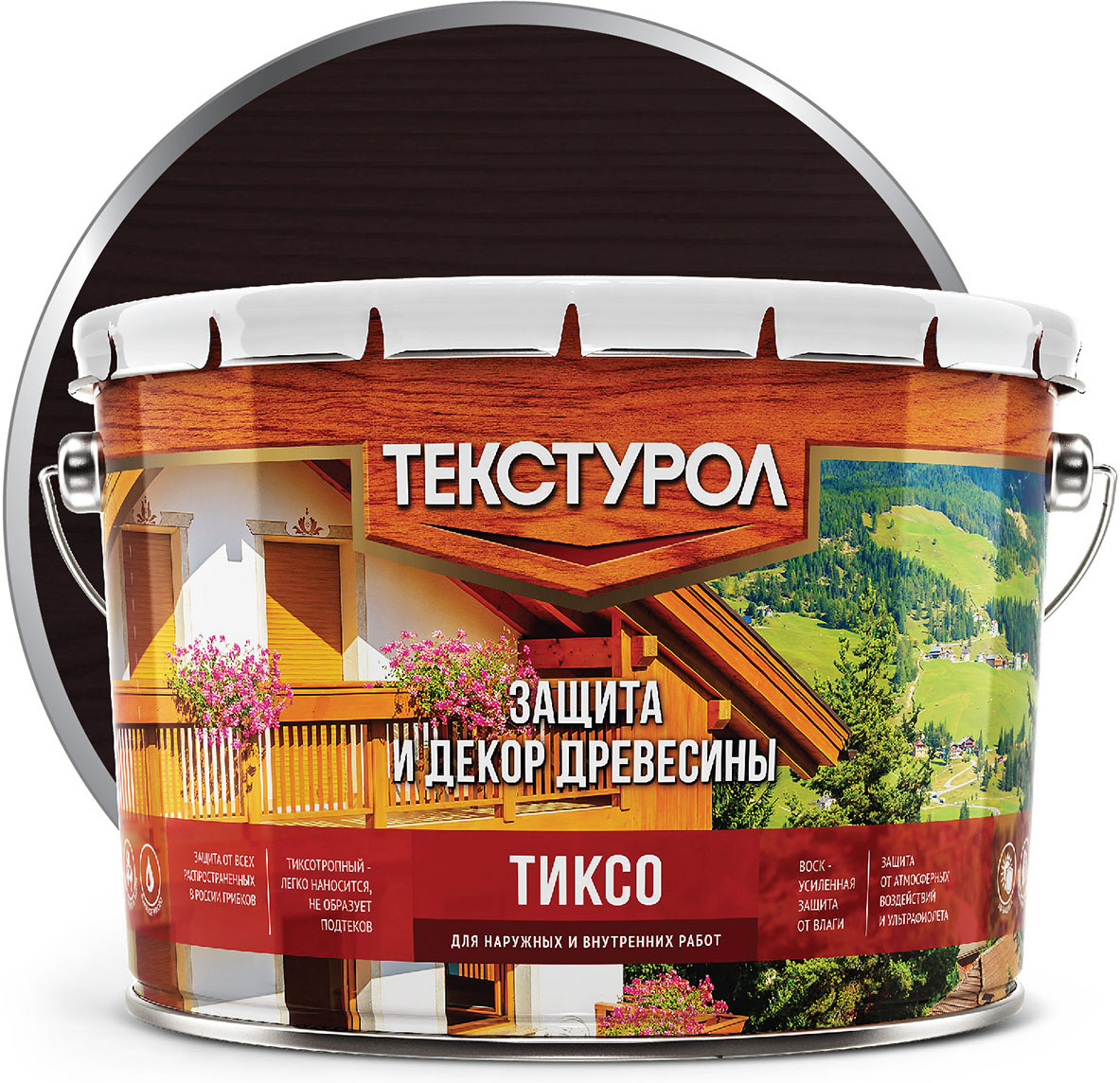 фото Пропитка Текстурол Тиксо, гварнери орех, 10 л