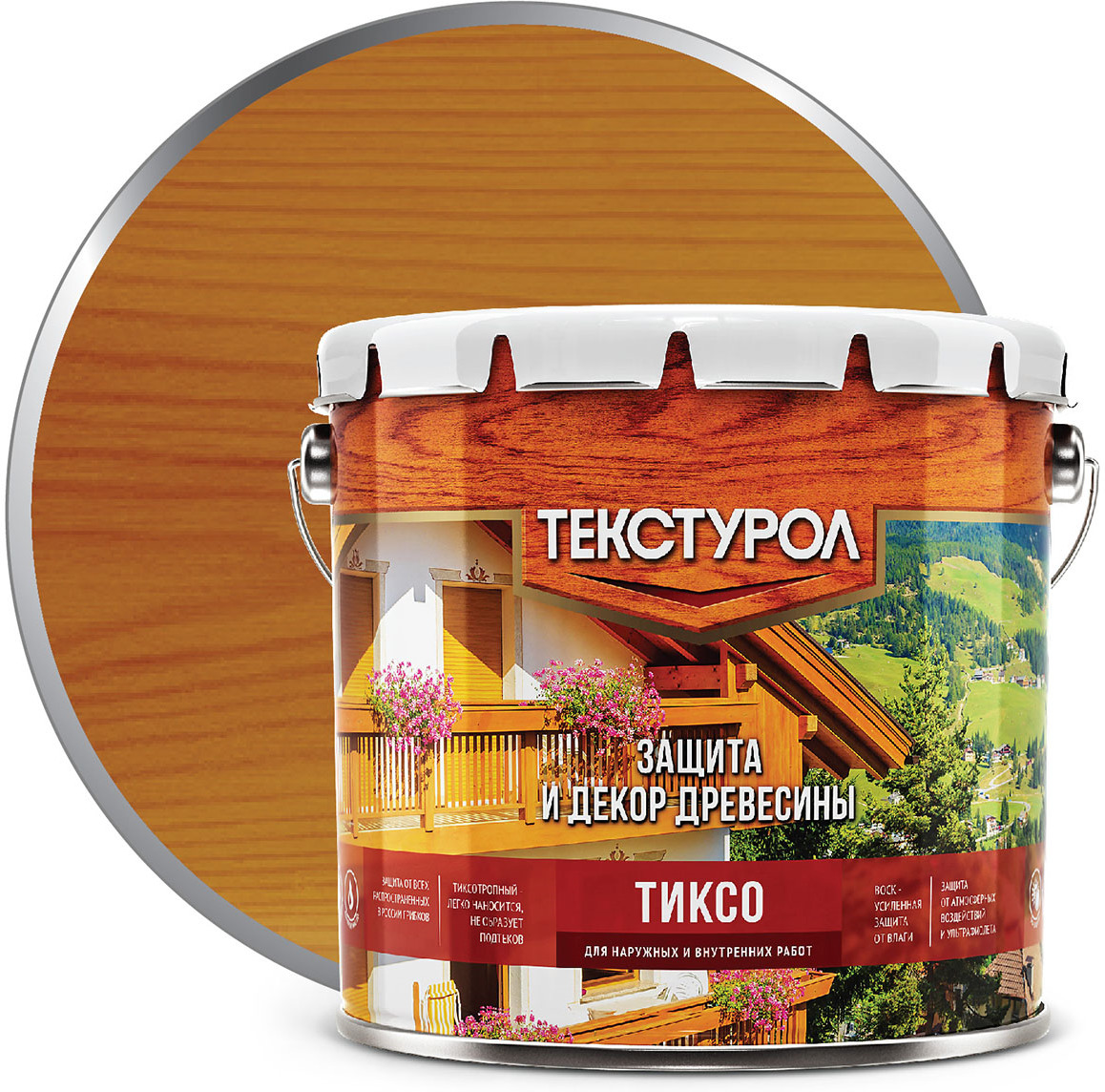 фото Пропитка Текстурол Тиксо, дуб, 3 л