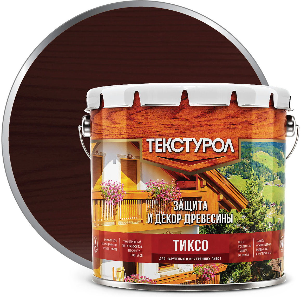 фото Пропитка Текстурол Тиксо, махагон, 3 л