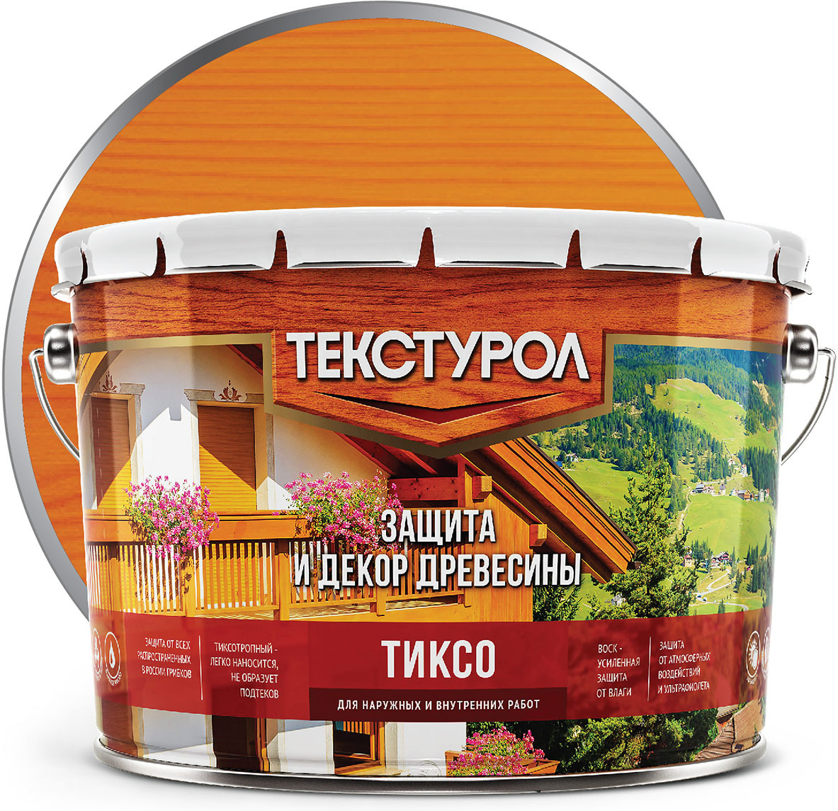 фото Пропитка Текстурол Тиксо, орегон, 10 л