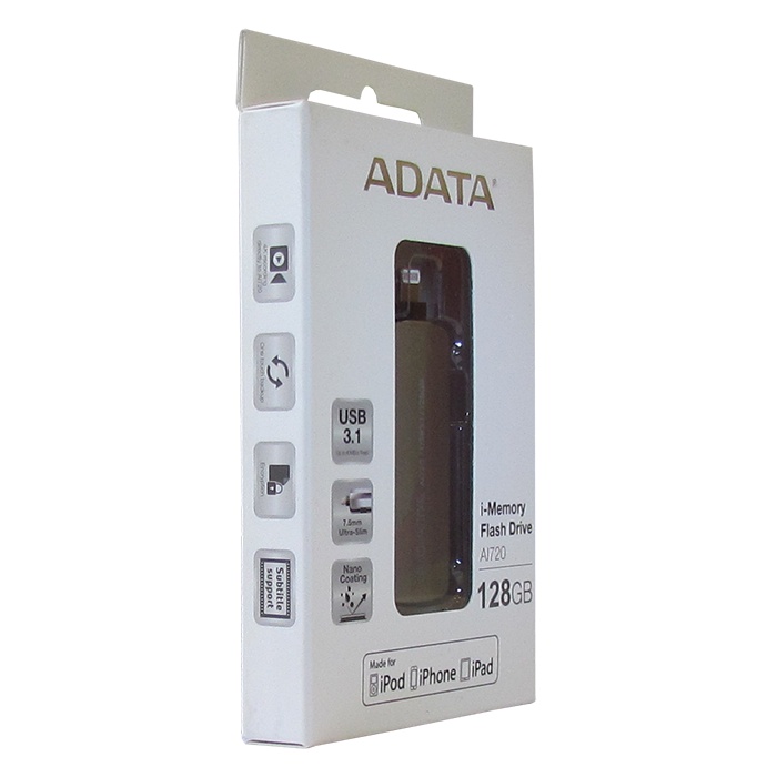 фото USB Флеш-накопитель ADATA AAI720-128G-CGY 128GB Lightning + USB 3.1, цвет: серый