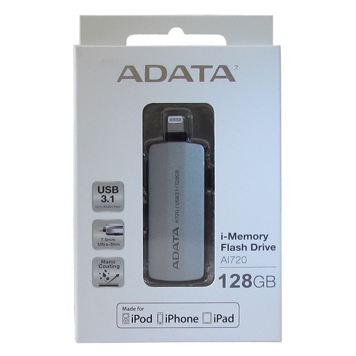 фото USB Флеш-накопитель ADATA AAI720-128G-CGY 128GB Lightning + USB 3.1, цвет: серый